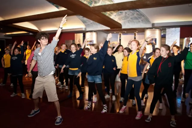 School children perform in workshop